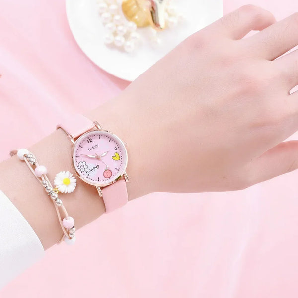 Pre Teen Wrist Watch + Daisy Bracelet Set