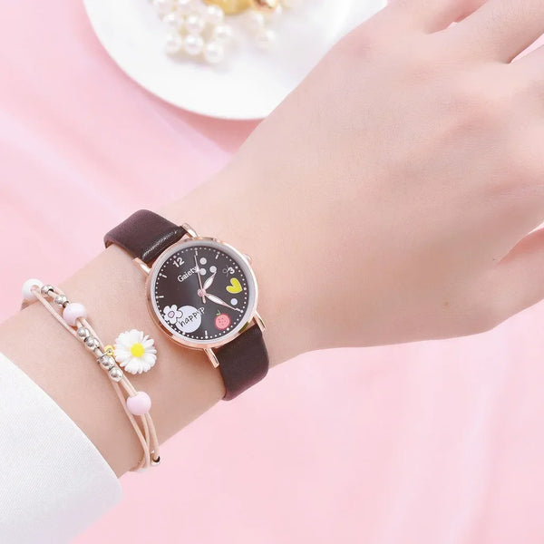 Pre Teen Wrist Watch + Daisy Bracelet Set