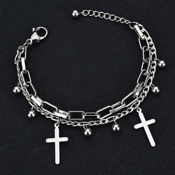 Bracelet - Double layer Cross Bracelet