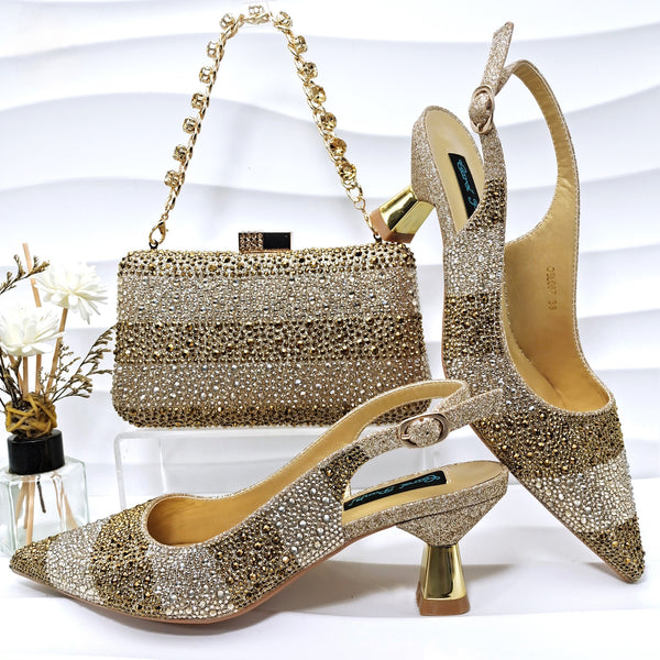 Shoe and Bag Set - Glitter Stripped Design