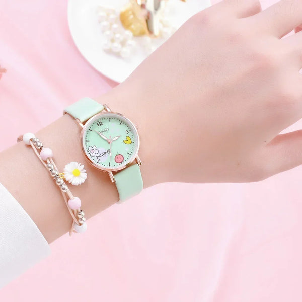 Pre Teen Wrist Watch + Daisy Bracelet Set