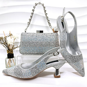 Shoe and Bag Set - Glitter Stripped Design