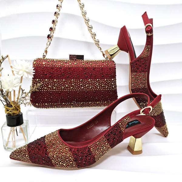 Shoe and Bag Set - Glitter Stripped Design