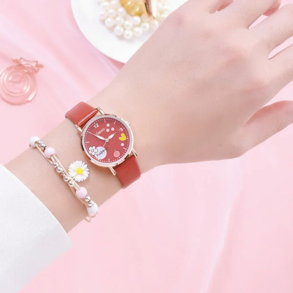 Pre Teen Wrist Watch + Daisy Bracelet Set